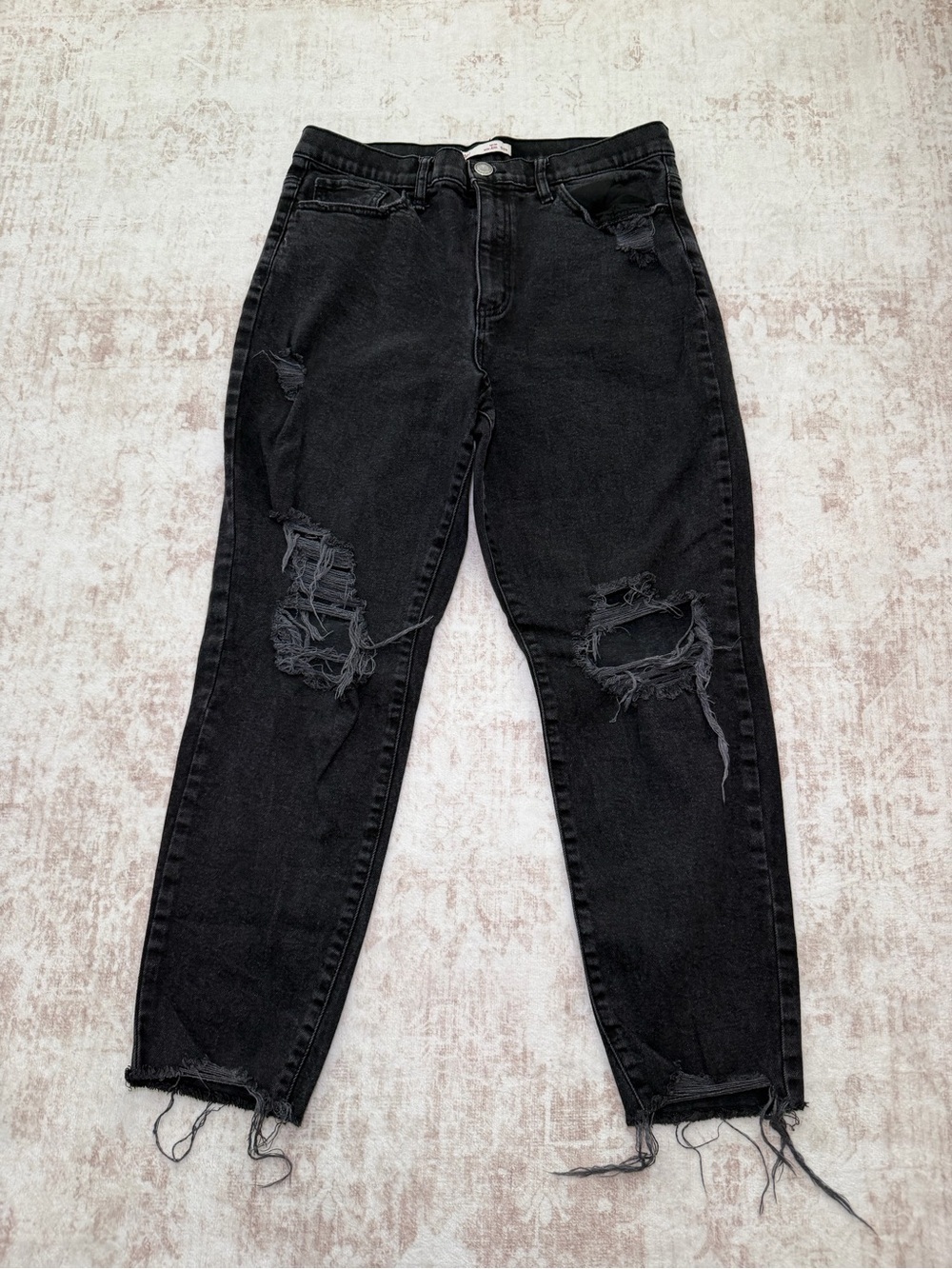 SO Black High Rise Distressed Mom Jeans Women’s 13/31W
